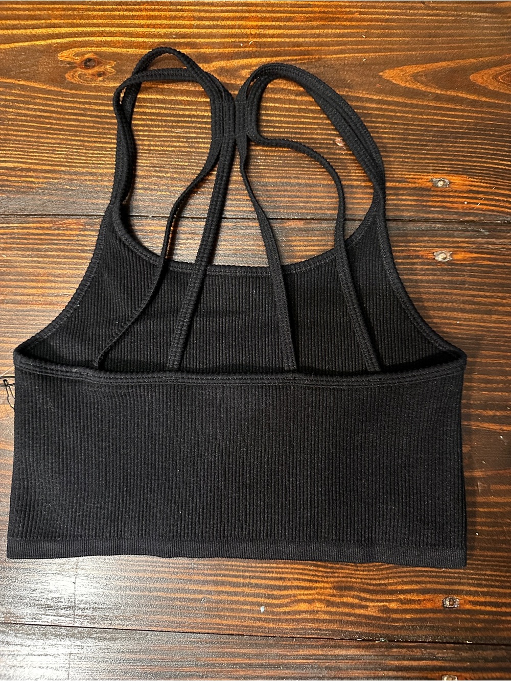 Francesca's Collections Black Ribbed Strappy Crop Top